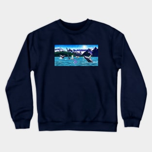 Humpback Whales Oil Painting, Alaskan Artist Scott Clendaniel, Alaska Living Room Art, Seward Landscape, Ocean Painting, Marine Life Art Crewneck Sweatshirt